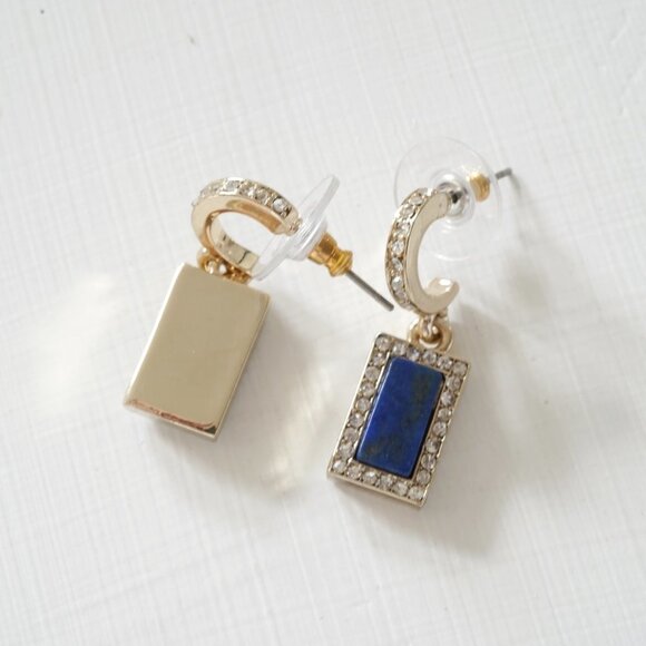 Lapis Hoop Drop Earrings - Picture 2 of 2